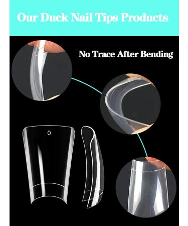 500PCS Short Duck Nail Tips - Clear Half Cover Acrylic Nails for Salon | Extra Short Flare French Nail Extensions | 10 Sizes - Buy Online on SooperMarket.com