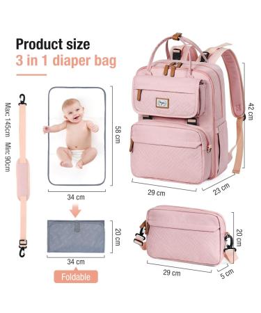 Tonyee Wrap Backpack - Stylish Diaper Bag with Removable Bottle & Diaper Pad Travel Essentials for Moms & Dads - Rosa - Buy Online on SooperMarket.com