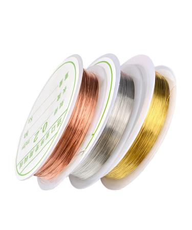 Healeved 3pcs Copper Wire Bead Stringing Wire Metal Material Metal Beading Wire Hand Decor Diy Jewelry Beading Wire for Jewelry Metal Bracelet Wire Flexible Beading Wire General Crafts Nail Goldenx3pcs mediumx3pcs - Buy Online on SooperMarket.com