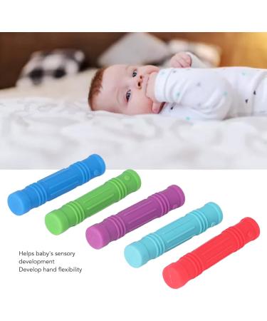 Alomejor 5Pcs Baby Teether Silicone - Safe Soft Grip Teething Sticks & Pencil Holders for Baby Strength Training - Buy Online on SooperMarket.com