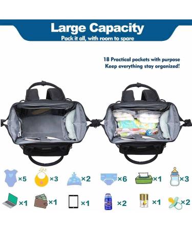 Caucko Baby Diaper Bag with Stroller Hook | Multifunctional Nylon Travel Backpack | Large Capacity | Black - Perfect for On-the-Go Parents - Buy Online on SooperMarket.com