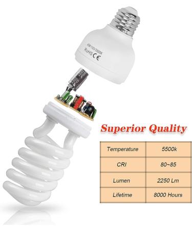 EMART Full Spectrum Light Bulb 2 x 45W 5500K CFL Daylight - Photography Studio Lighting (2 Pack) - Buy Online on SooperMarket.com