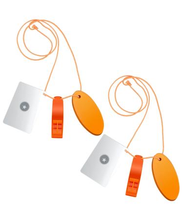 2 Sets Outdoor Survival Kit Rescue Signal Mirror Floating Whistle Combo Flash Signaling Mirror Emergency Whistle Orange Float for Backpacking Camping Hiking Activities