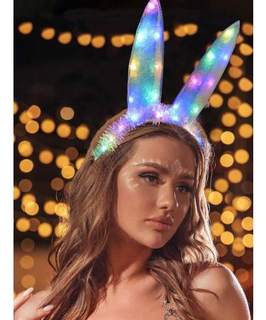 Zoestar Light Up Bunny Headband Led Glow Rabbit Ear Hair Bands Bunny Cosplay Costume Headwear for Women - Buy Online on SooperMarket.com