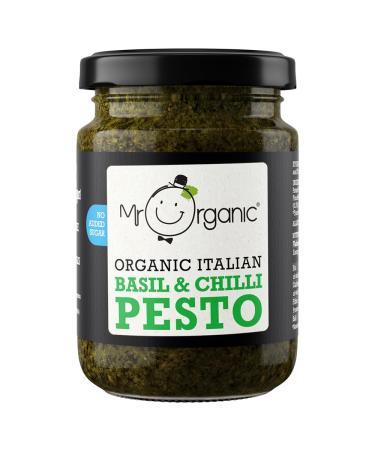 Mr Organic - Organic NAS Basil & Chilli Pesto 130g (Pack of 6) - Non GMO & Preservative Free - Gluten Free & Vegan - for Healthy Home Cooking