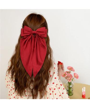 8 Pack Oversized Satin Ribbon Hair Bows for Women - White, Pink, Red, Blue, Black - Hair Accessories - Buy Online on SooperMarket.com