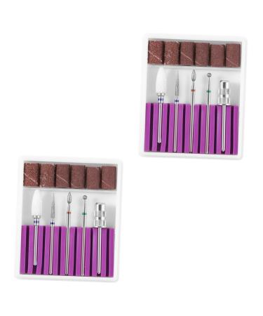 POPETPOP 2 Sets Nail Art Equipment Nail Bits Nail Drill Bits for Acrylic Nail Polish Accessories Drill Bits for Nails Manicure Drill Bits Pedicure Bits Nail Gel Electric Head Purple 6.5x5.5cmx2pcs Purplex2pcs