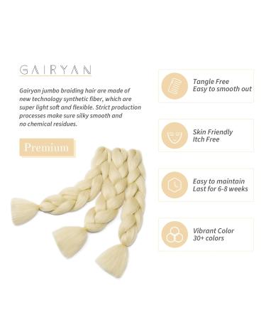 Gairyan 24 Jumbo Braids Extensions - Ombre Synthetic Hair - 3 Pack of Bleached Blonde Braid Hair for Box Braid & Crochet Twists - 300g 60cm - Buy Online on SooperMarket.com