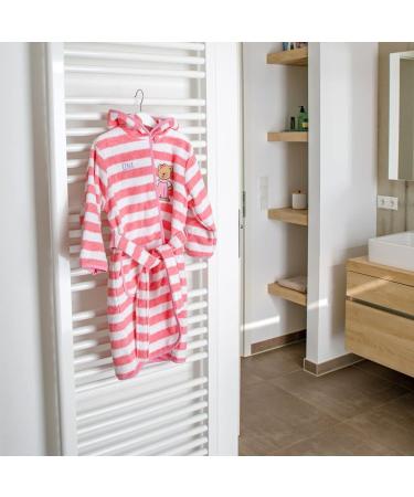 Wolimbo 100% Cotton Baby Bathrobe - Personalized Embroidered Children's Bathrobe with Pink Ringed Bear Design - International Shipping Available - Buy Online on SooperMarket.com