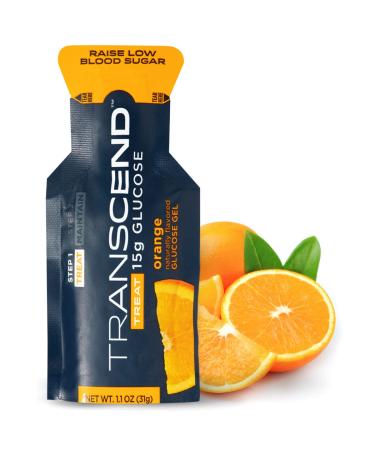 Transcend Glucose Gel Packs - Orange - 15 Pack (1.1oz Each) - FSA/HSA Eligible - Blood Sugar Support Glucose Gel Packs for Diabetics - Fast Acting, Precise 15g Dose - Made in USA 1.1 Ounce (Pack of 15)