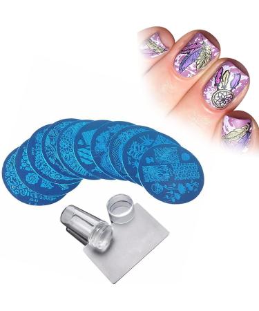 Encomy Nail Art Stamping Kit - DIY Manicure Tool with Clear Nail Stamp & Pressure Templates for Stunning Nail Designs - Buy Online on SooperMarket.com