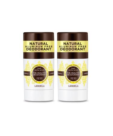 Lavanila Vanilla Lemon Aluminum-Free Mini Deodorant 2-Pack - The Healthy Deodorant for Men & Women Solid Stick (0.9 Ounce Each) Natural Vegan Vanilla Lemon 0.9 Ounce (Pack of 2)