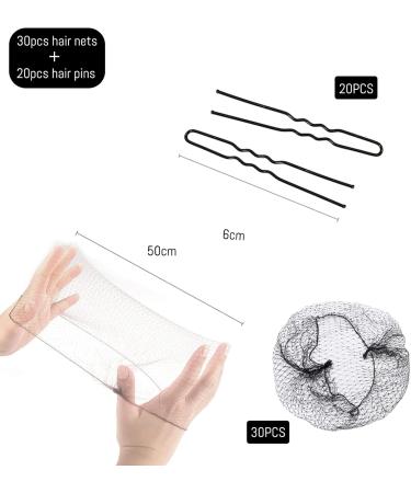 Shakeel 30pcs Invisible Hair Nets with 20pcs U Shape Pins - Black Mesh Ballet Bun Nets for Women Dancer Cook Caterers - Buy Online on SooperMarket.com
