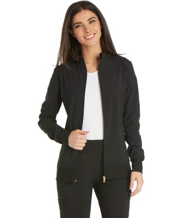 iflex by Cherokee Uniforms Zip Front Scrub Jackets for Women - Large - Black