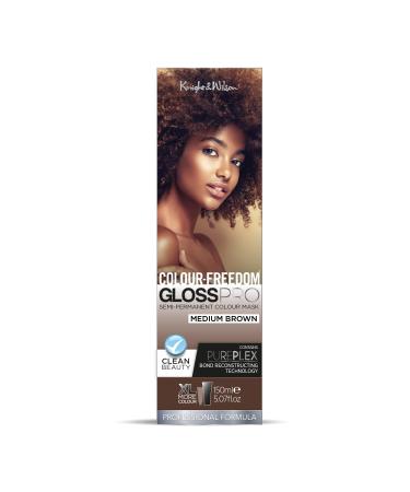 Colour-Freedom Gloss Pro 150ml Medium Brown Semi-Permanent Hair Colour. Ultra-Shine Vegan Hair Colour Mask with PurePlex | Ammonia Free Colour Lasts Up To 6-10 Washes Medium Brown 150 ml (Pack of 1)