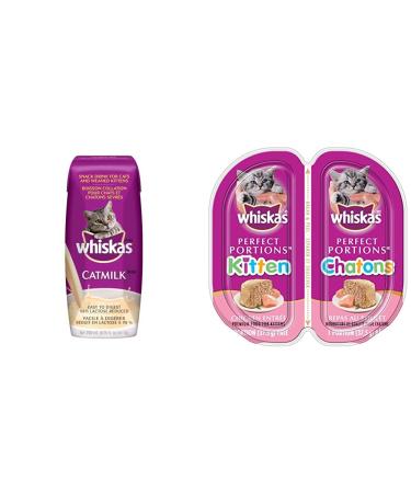 Whiskas Catmilk - 200ml (24 Pack) & Perfect Portions Kitten Wet Cat Food Pat - Chicken Entr e 75g (24Pack) Cat Food + Wet Cat Food Chicken Entr e