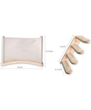 Wall Mounted Cat Hammock & Climbing Shelf with Sisal Scratching - 4 Step Stairway for Sleeping, Playing & Lounging - Cat Furniture - Buy Online on SooperMarket.com