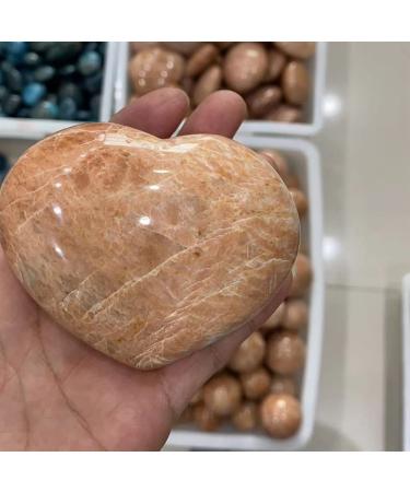 Home Natural Orange Moonstone Heart Stone Specimen Spiritual Crystal Ornament 1pcs Full of Texture (Size : 200-250g)