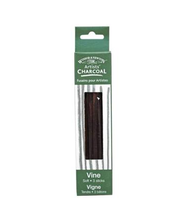 Winsor & Newton Artist Vine Charcoal Sticks  Soft  Box of 3 Sticks Box of 3 Soft