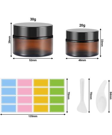 Collazoey 10-Piece Amber Glass Cream Jars Set | 20ml & 30ml Refillable Ointment Pots with Lids | Ideal for Cosmetics & Essential Oils | International Shipping Available - Buy Online on SooperMarket.com