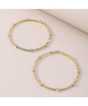 Chargances Gold Large Rhinestone Circle Hoop Earrings for Women - Fashion Wedding Accessories - Buy Online on SooperMarket.com