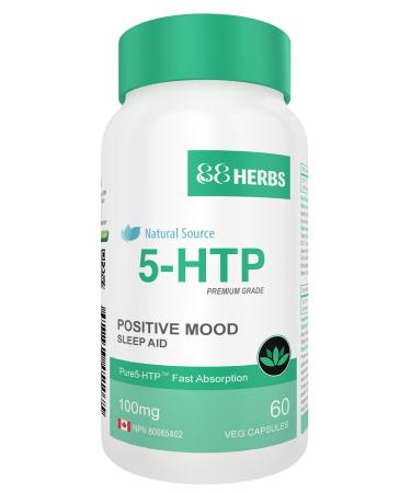 5-HTP - Pharmaceutical Grade Purity - All Natural Source - Quick Release - No Magnesium Stearate - 100mg (per cap) - 60 Vegetarian Caps