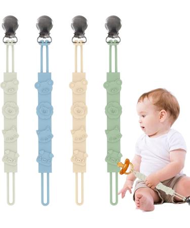 Baok Baby Schnullerhalter - 4 Anti-Tie-Off Steel Pacifier Chains | Silicone Pacifier Holders for Babies & Parents - Buy Online on SooperMarket.com