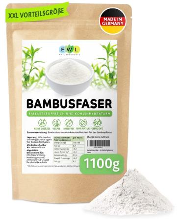 EWL natural products bamboo fibers 1100g XXL advantage package production and production in Germany -controlled quality bamboo fiber flour fein and gently ground 1.1kg bamboo fibers 1.1 kg (1 Pack)