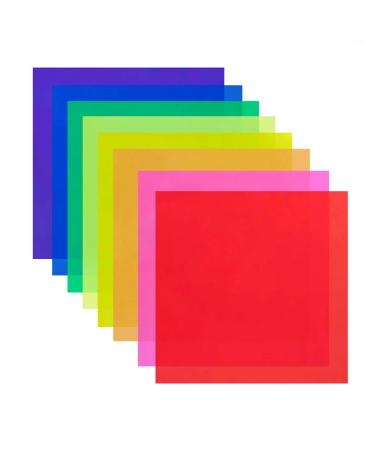 BANLTRE 8 Pieces 12 x 12-Inches Transparent Color Correction Lighting Gel Filter - Colored Gel Light Filter Plastic Sheet