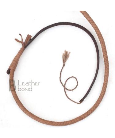 10ft 8 Plait Natural Tan Leather Bullwhip | Indiana Jones Style | Real Cowhide Leather - Buy Online on SooperMarket.com
