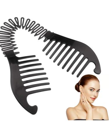 Xiton 1 piece of flexible plastic hair comb ponytail hair styling tool modern banana clip locking ridge French side comb for women girls diy hairstyle (black)