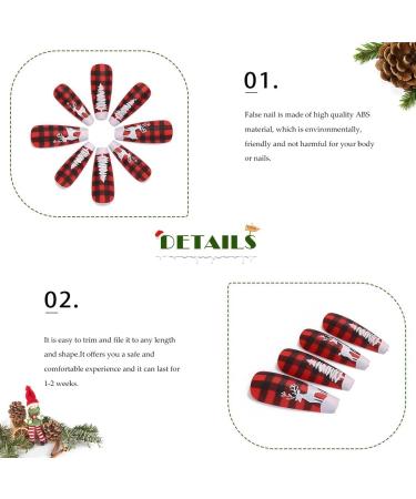 Vatocu Christmas False Nails - Long Xmas Press on Nails with Snowflakes Glitter - 24pcs Ballerina Acrylic Stick on Nails for Women and Girls - Buy Online on SooperMarket.com