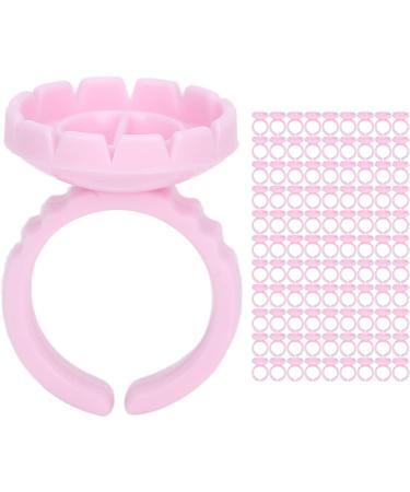 Eyelash Extension Glue Ring Cup 1.5cm / 0.6in Stable Wearing Easy To Wear Eyelash Glue Ring Cup Strong Flexibility for Professional Use(Pink 100 pcs a pack) - Buy Online on SooperMarket.com