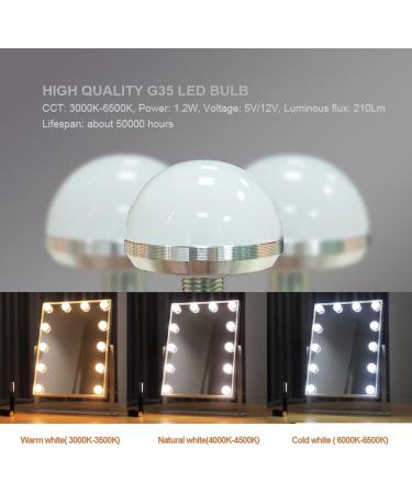 QYzblbang LED Vanity Mirror with Lights - Hollywood Lighted Makeup Mirror for Desk, Touch Control 3-Color Dimmable Smart Mirror, 12 Bulbs, 360 Rotation - Square - Buy Online on SooperMarket.com