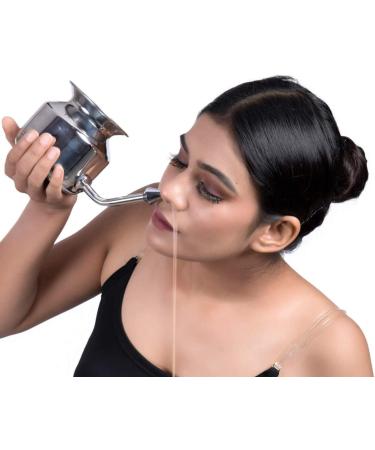 304 Grade Stainless Steel Ayurvedic Jal Neti Pot for Sinus Congestion and Nasal Cleansing - Buy Online on SooperMarket.com