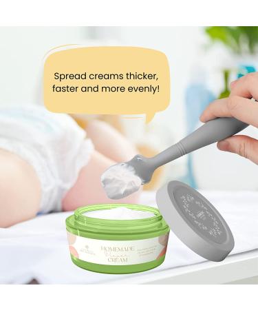 2 Pack Silicone Baby Diaper Cream Brush & Spatula Set - Gray & White | Butt Paste Applicator for Newborns - Buy Online on SooperMarket.com