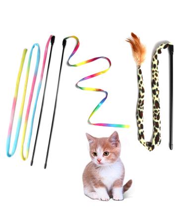 M JJYPET Cat Wand Toys, Interactive Kitten Toys for Indoor Cats,Colorful Cat Teaser Wand String for Cat Kitten Exercise-3PCS