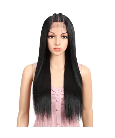 Joedir 13x4x4 Lace Front Wig - Long Straight Black Wig with Baby Hair Synthetic High-Temperature Resistant 180% Density - 76 CM - Buy Online on SooperMarket.com