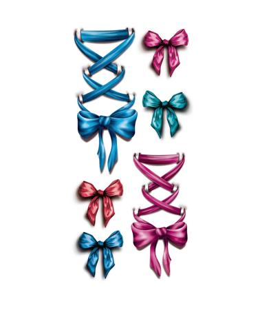 TAFLY Temporary Tattooing 3D Legs Pink Ribbon Bow Fake Tattoo Waterproof Sticker 5 Sheets