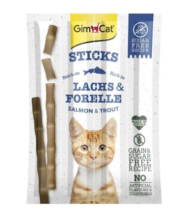 Gimcat Sticks Salmon & Trout - Soft Caus sticks with high meat content and without sugar additive - 1 pack (1 x 4 sticks) 4 pieces (1 -pack) salmon & trout