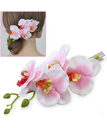 Bridal Orchid Flower Hair Clip Hawaii Hairpin Flower Brooch Barrettes Women Girls Hair Accessories for Wedding Prom Party Beach Travel - Red Excellent Quality and Popular Practical and Fashion - Buy Online on SooperMarket.com