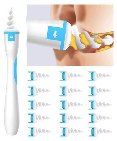Q Grips Earwax Remover, Safe Spiral Ear Wax Removal Tool Kit, Ear Cleaner with 16 Pcs Soft and Flexible Replacement Tips for Adult