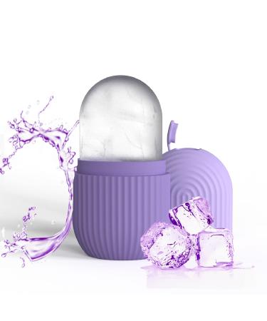 Joyeee Ice Face Roller Reusable Silicone Mold Face Massage Eye Facial Beauty Skin Care Tools Apply Ice for Shrink Pores Anti Wrinkle Reduce Puffiness Improve Skin Elasticity Striped Purple