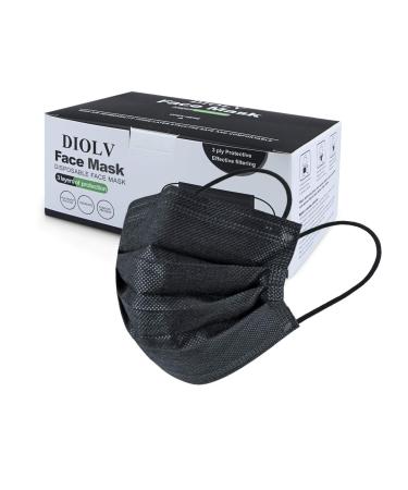 DIOLV Kids Disposable Face Masks Child Protective Cover Mask for Boys Girls 50 Pcs Black