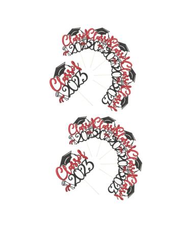 Warmhm 12 Pcs 2023 Graduation Arrangements Mw Graduation Party Cake Topper Graduation Dessert Toppers Graduation Picks Decor Ornament Grad Party Cupcake Topper Cake Supplies Paper Cup Red