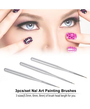Professional Acrylic Nail Art Brush Set - 3/Pcs Nail Painting Brushes for UV Gel Builder & Nail Design - Buy Online on SooperMarket.com