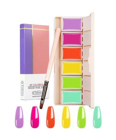 FantasyDay Gel Nail Polish Cream Set 6 Colors Solid Gel Polish Palette Gel Cream Manicure Kit for DIY Manicure Nail Salon Nail Design