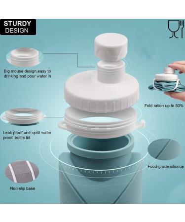20oz Dark Green Collapsible Water Bottle | Leakproof & Reusable | BPA-Free Silicone | Portable for Gym, Camping & Travel - Buy Online on SooperMarket.com
