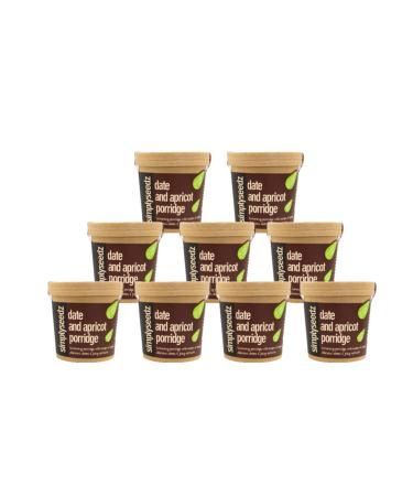 Simplyseedz Dairy Free Instant Porridge Oat Pot -VEGAN 9 x 60g - Healthy On-the-Go Oats for Pre & Post Workout Exercise & Office Snacks - High Protein & Fibre Low Sugar Vegan Date & Apricot