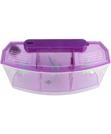 Aquarium Fish Tank Transparent Aquarium Fish Tank LED Acrylic Three Divisions Breeding Isolation Box for Small Fishes Mini Breeding Fish Tank (Purple) - Buy Online on SooperMarket.com